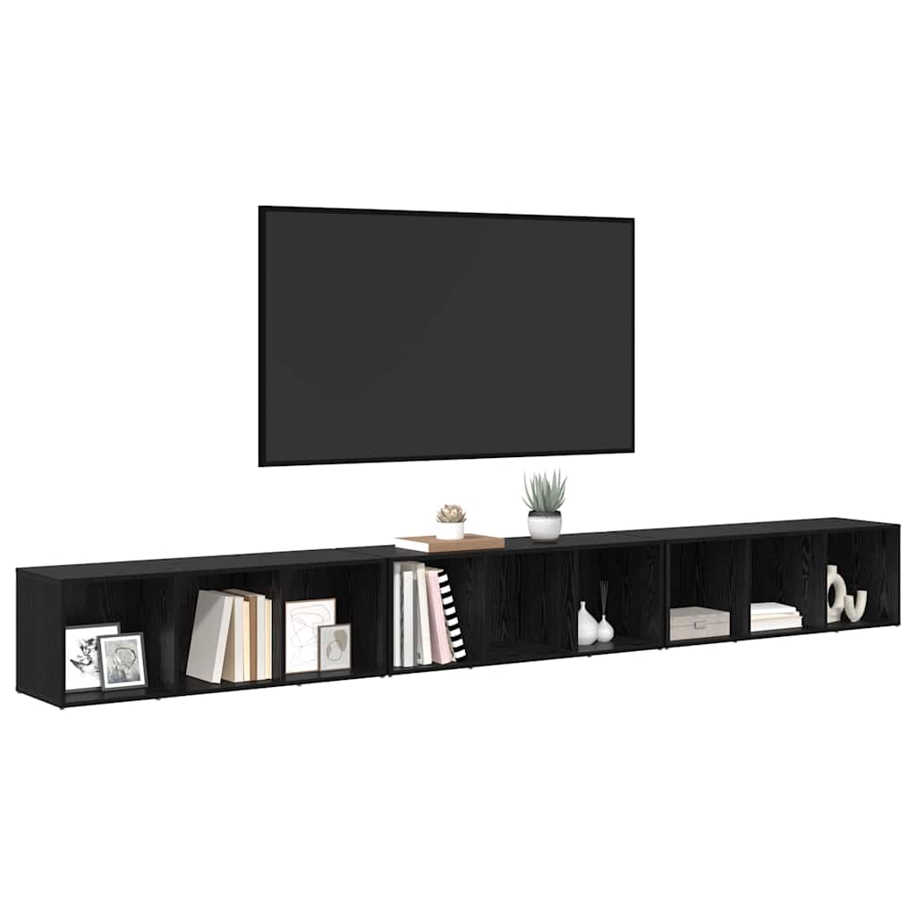 TV Cabinet 3 pcs Black oak 37 x 35 x 107.5 cm Engineered wood