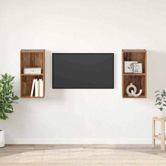 TV Cabinet Set 2 pcs Old Wood 37 x 37 x 72 cm Engineered Wood