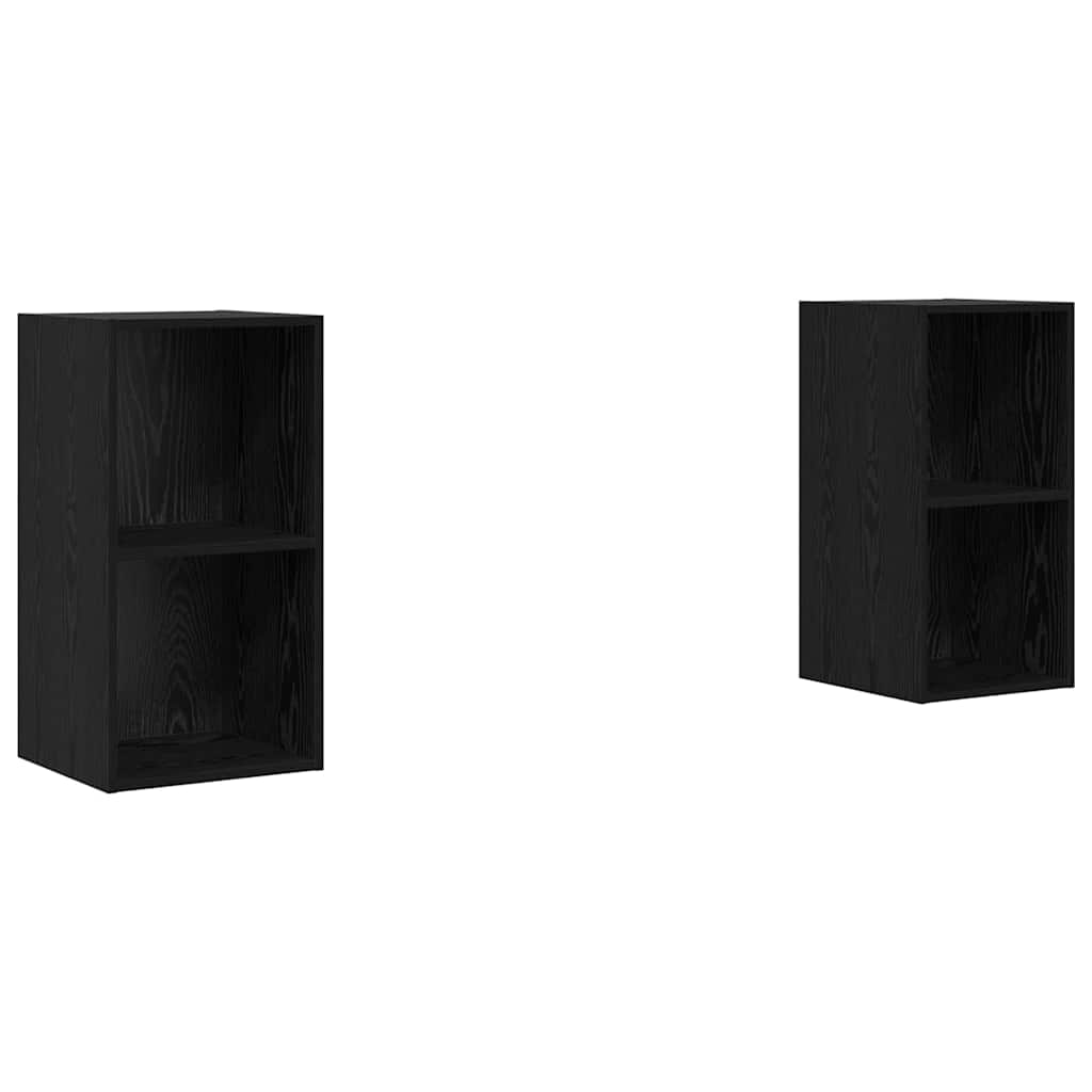 TV Cabinet Set 2 pcs Black Oak 37 x 37 x 72 cm Engineered Wood