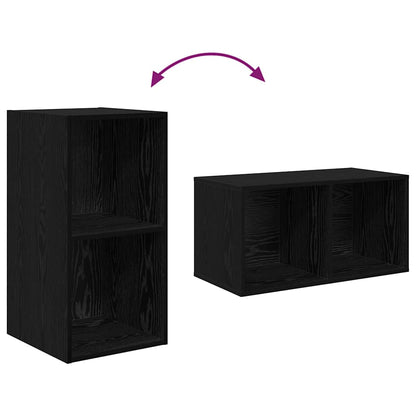 TV Cabinet Set 2 pcs Black Oak 37 x 37 x 72 cm Engineered Wood