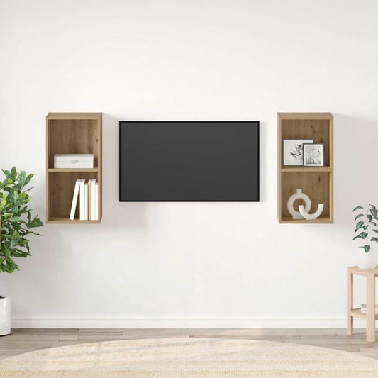 TV Cabinet Set Wall-mounted 2 pcs Artisan Oak 37 x 37 x 72 cm