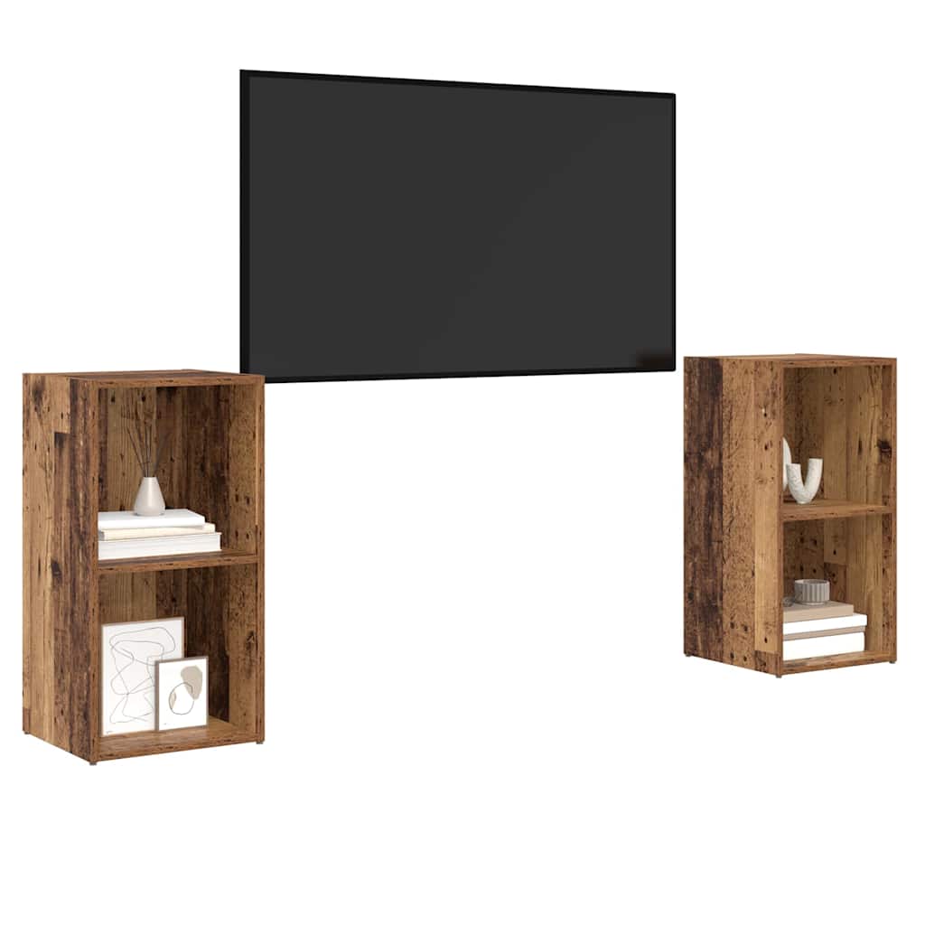 TV Cabinet Set 2 pcs Old Wood 72 x 35 x 36.5 cm Engineered Wood