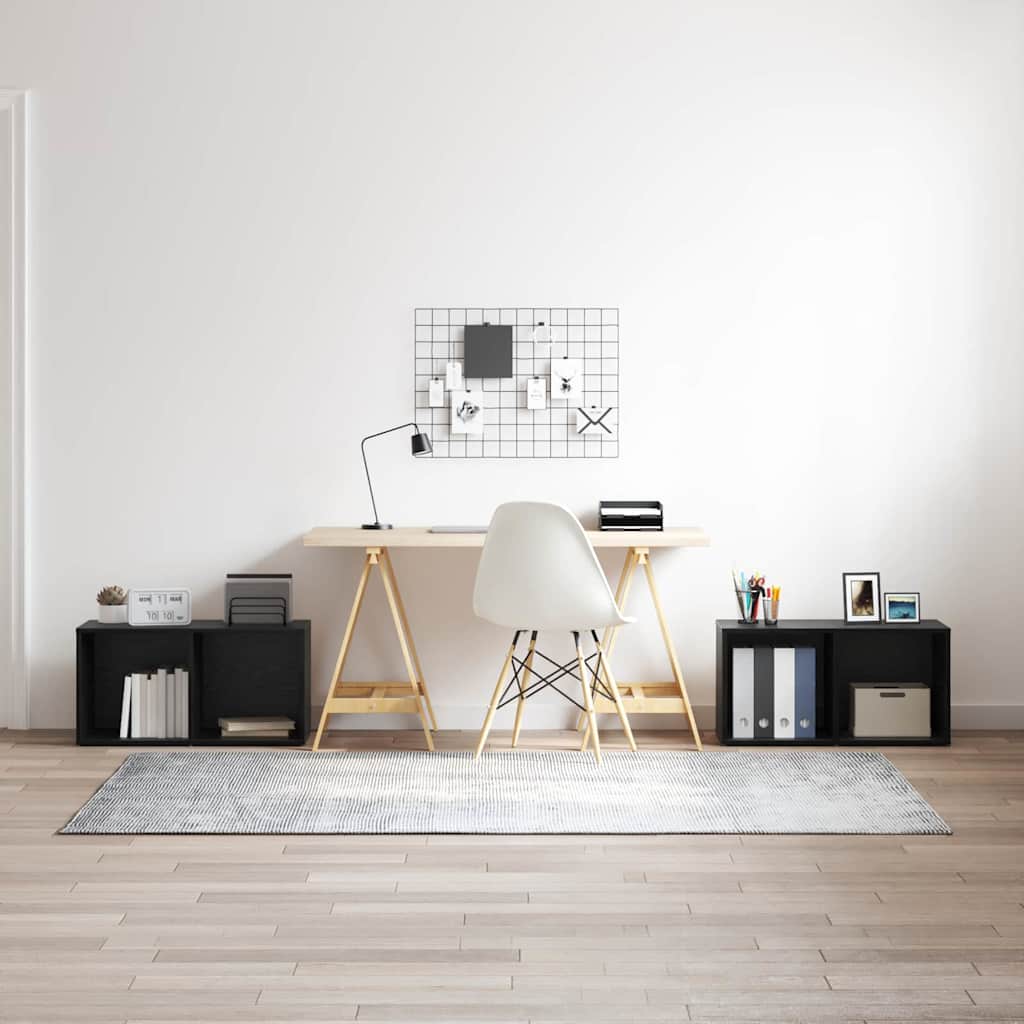 TV Cabinet Set Wall-mounted 2 pcs Black Oak 72 x 35 x 36.5 cm