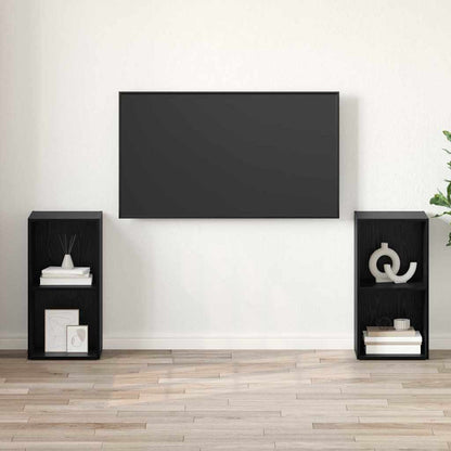 TV Cabinet Set Wall-mounted 2 pcs Black Oak 72 x 35 x 36.5 cm