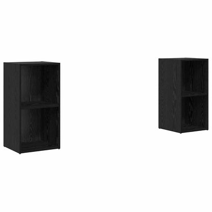 TV Cabinet Set Wall-mounted 2 pcs Black Oak 72 x 35 x 36.5 cm
