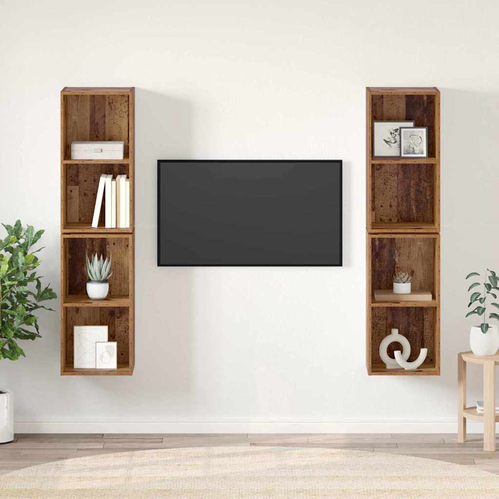 TV Cabinet Set 4 pcs Old Wood 37 x 37 x 72 cm Engineered Wood
