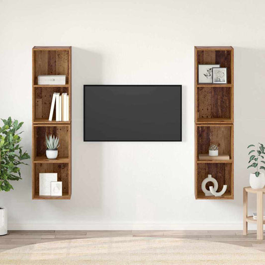 TV Cabinet Set 4 pcs Old Wood 37 x 37 x 72 cm Engineered Wood