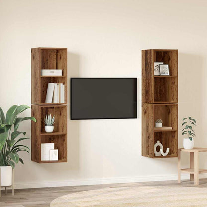TV Cabinet Set 4 pcs Old Wood 37 x 37 x 72 cm Engineered Wood