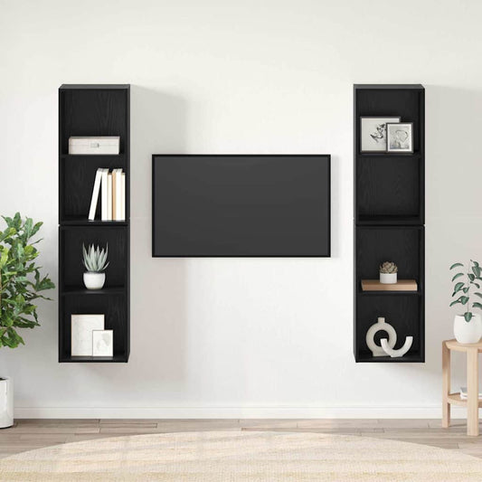 TV Cabinet Set 4 pcs Black Oak 37 x 37 x 72 cm Engineered Wood