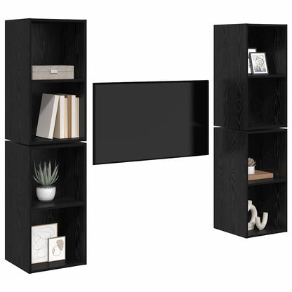 TV Cabinet Set 4 pcs Black Oak 37 x 37 x 72 cm Engineered Wood
