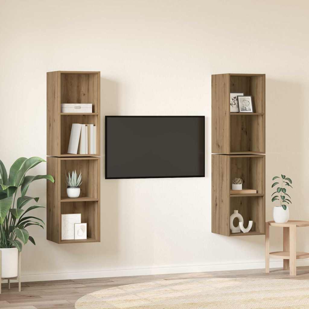 TV Cabinet Set Wall-mounted 4 pcs Artisan Oak 37 x 37 x 72 cm