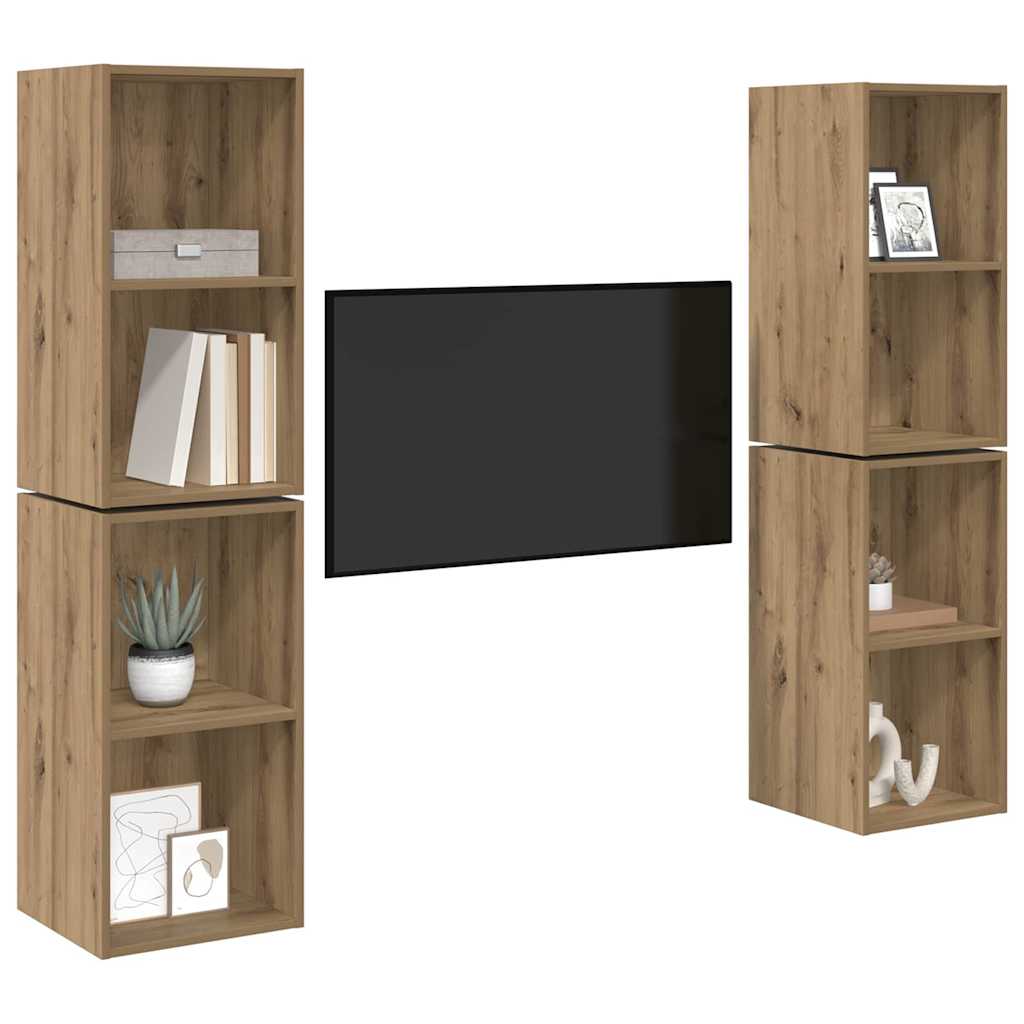 TV Cabinet Set Wall-mounted 4 pcs Artisan Oak 37 x 37 x 72 cm