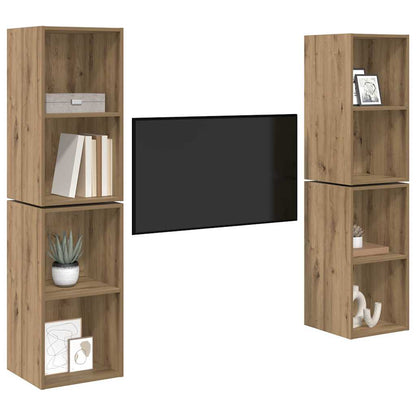 TV Cabinet Set Wall-mounted 4 pcs Artisan Oak 37 x 37 x 72 cm