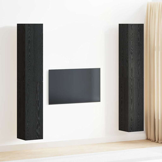 TV Cabinet Set Wall-mounted 4 pcs Black oak 30.5 x 30 x 90 cm