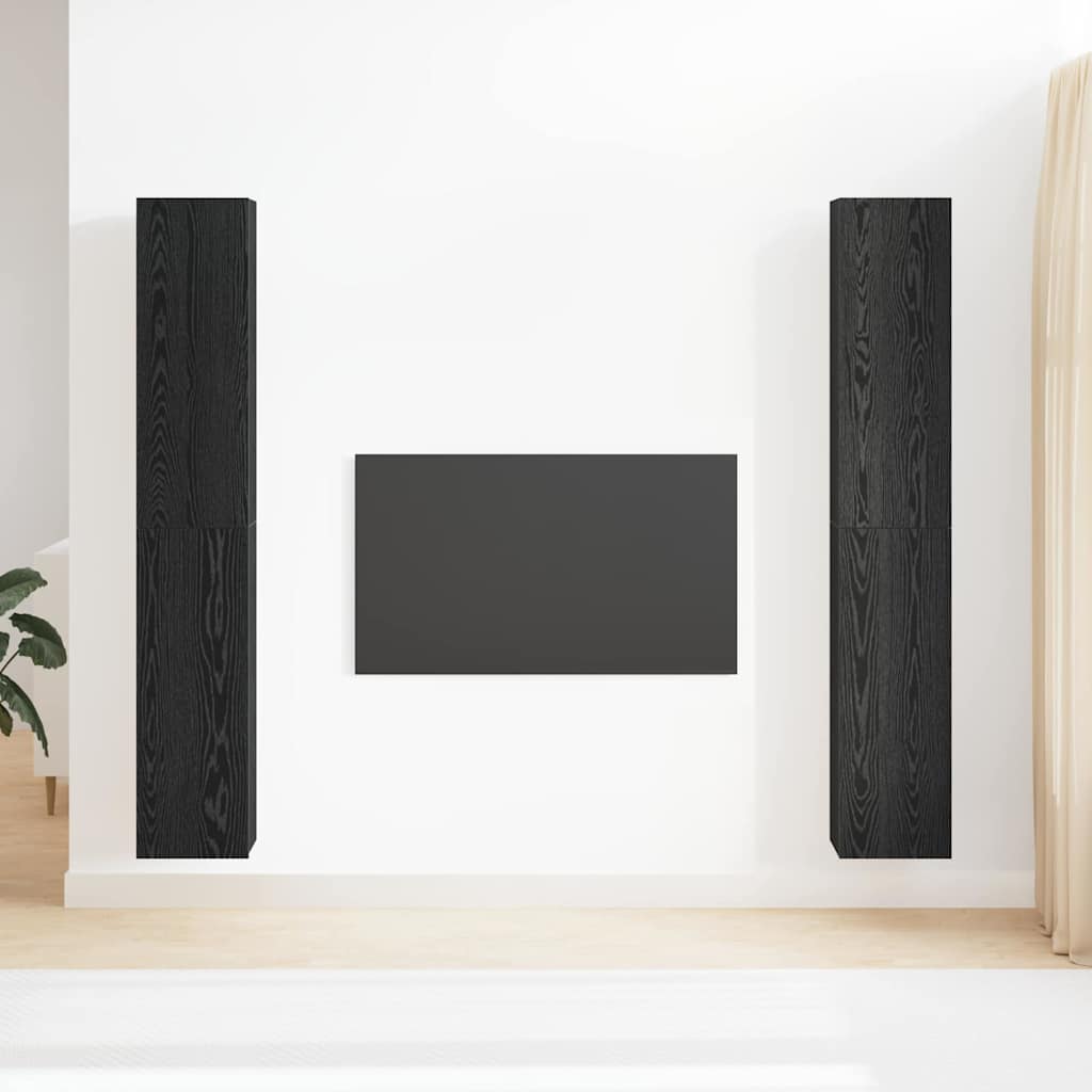TV Cabinet Set Wall-mounted 4 pcs Black oak 30.5 x 30 x 90 cm