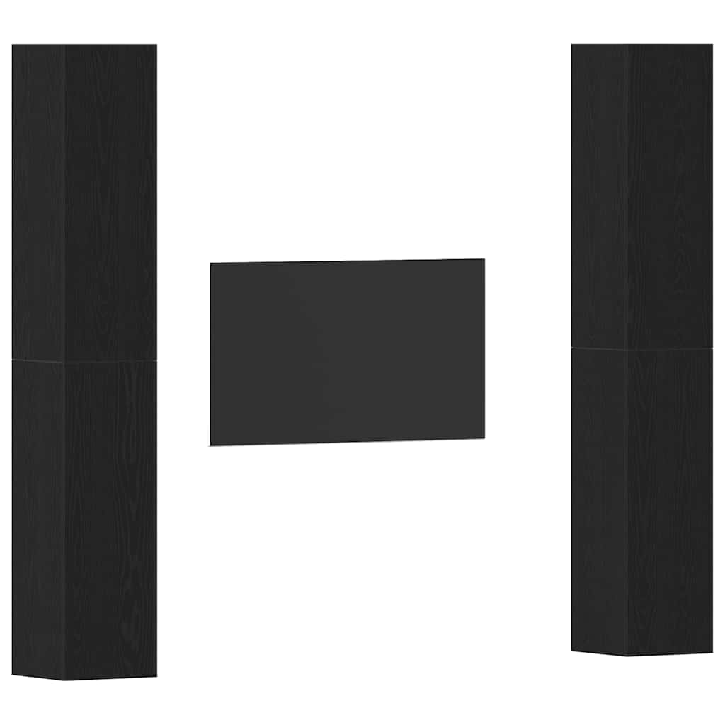 TV Cabinet Set Wall-mounted 4 pcs Black oak 30.5 x 30 x 90 cm