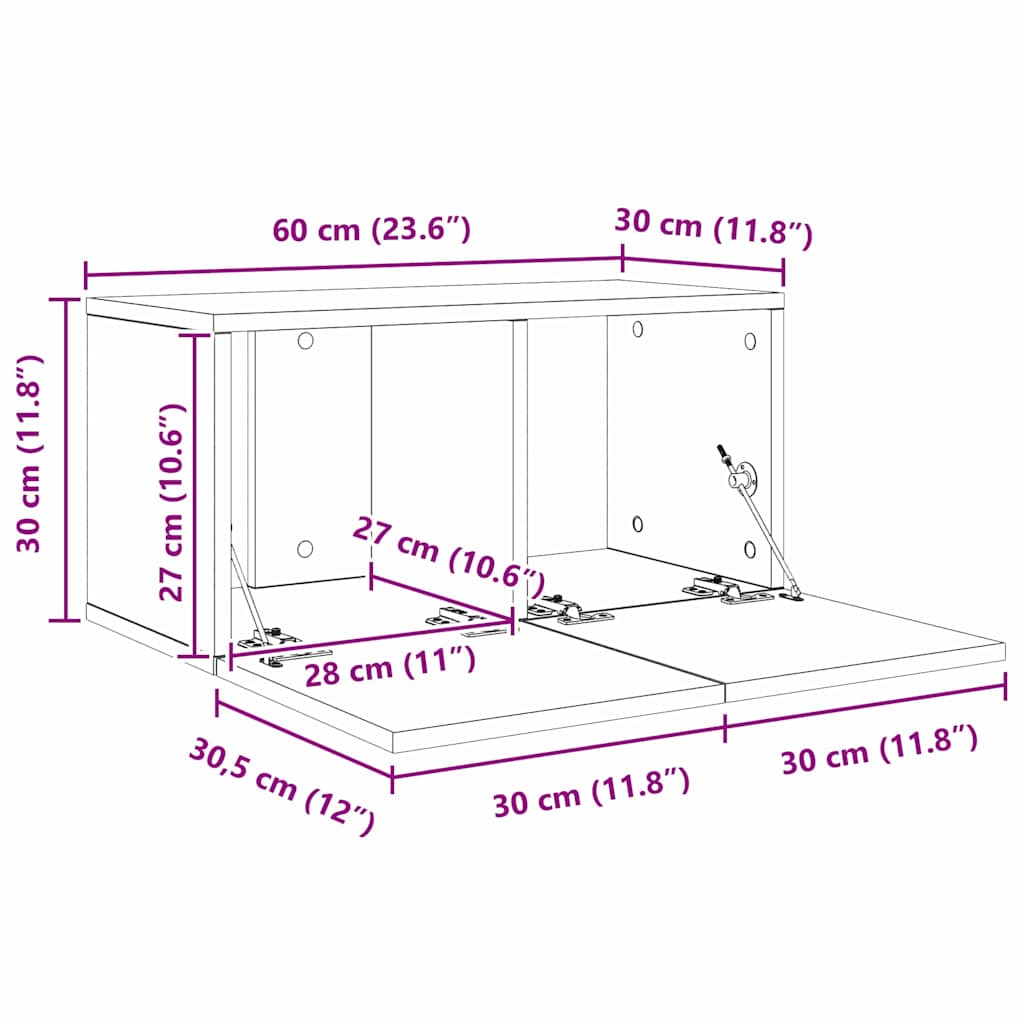 TV Cabinet Set 4 pcs Old wood 60 x 30 x 30 cm Engineered wood