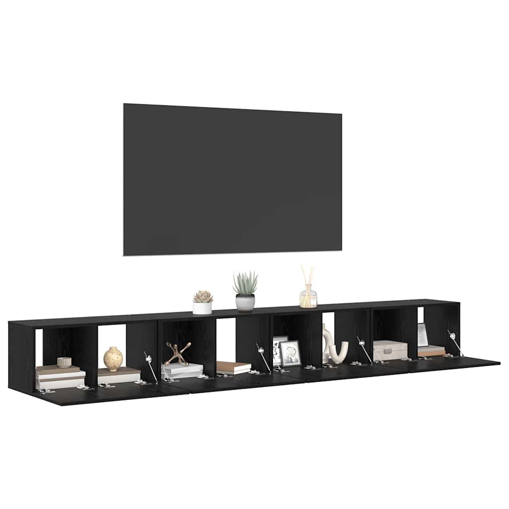 TV Cabinet Set 4 pcs Black oak 60 x 30 x 30 cm Engineered wood
