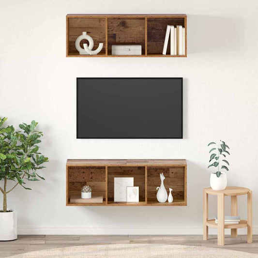 TV Cabinet Set 2 pcs Old Wood 37 x 37 x 107 cm Engineered Wood