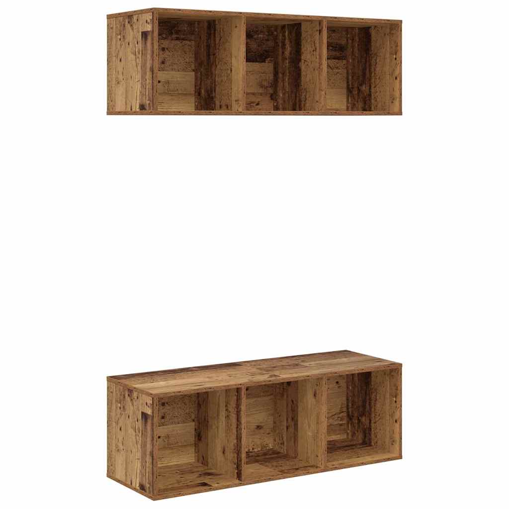 TV Cabinet Set 2 pcs Old Wood 37 x 37 x 107 cm Engineered Wood