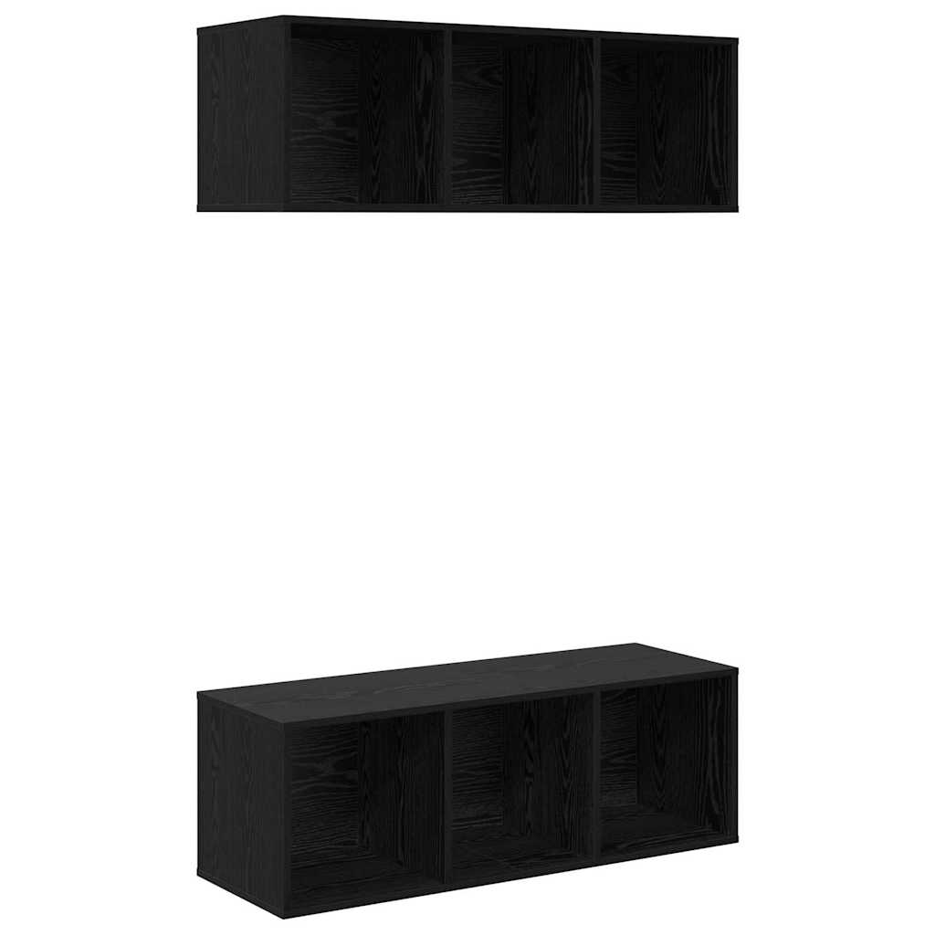 TV Cabinet Set 2 pcs Black Oak 37 x 37 x 107 cm Engineered Wood