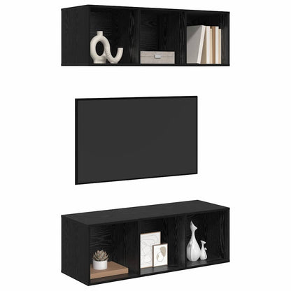 TV Cabinet Set 2 pcs Black Oak 37 x 37 x 107 cm Engineered Wood