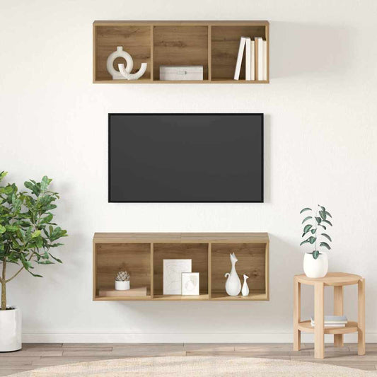 TV Cabinet Set Wall-mounted 2 pcs Artisan Oak 37 x 37 x 107 cm