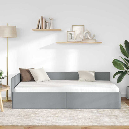 Corner Bed Frame with Headboard Light grey 80 x 200 cm