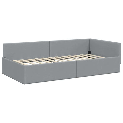 Corner Bed Frame with Headboard Light grey 80 x 200 cm