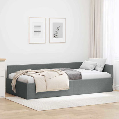 Corner Bed Frame with Headboard Dark grey 80 x 200 cm