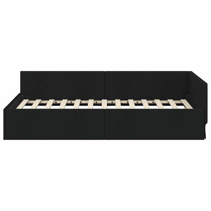 Corner Bed Frame Black 80 x 200 cm Fabric and Engineered wood