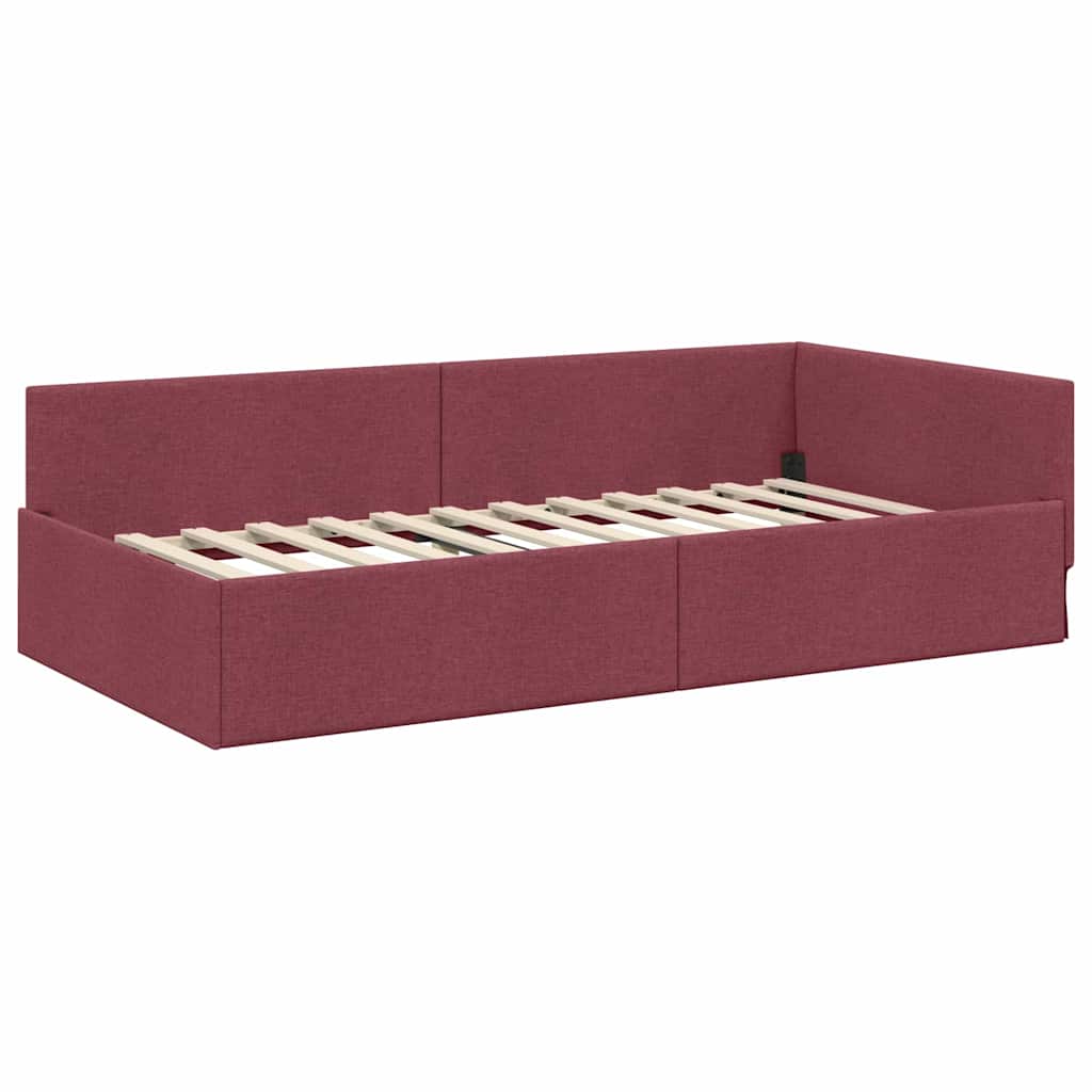 Corner Bed Frame with Headboard Wine red 80 x 200 cm