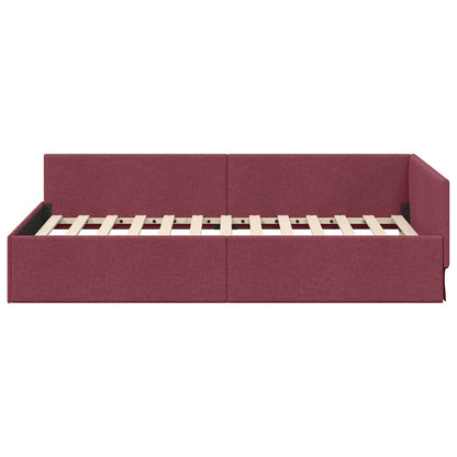 Corner Bed Frame with Headboard Wine red 80 x 200 cm