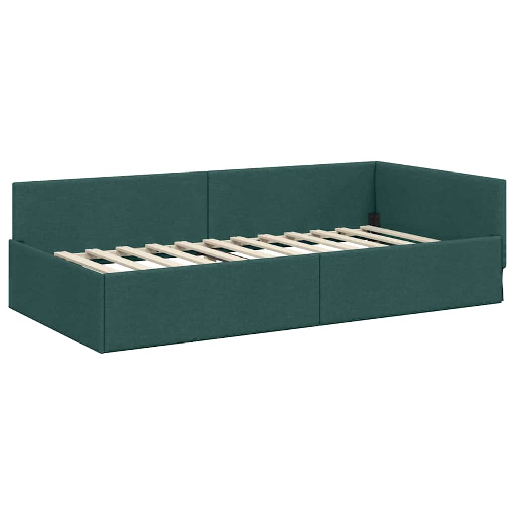Corner Bed Frame with Headboard Dark green 80 x 200 cm