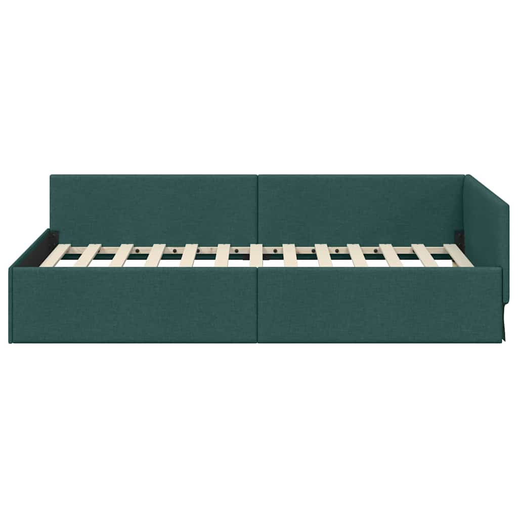Corner Bed Frame with Headboard Dark green 80 x 200 cm