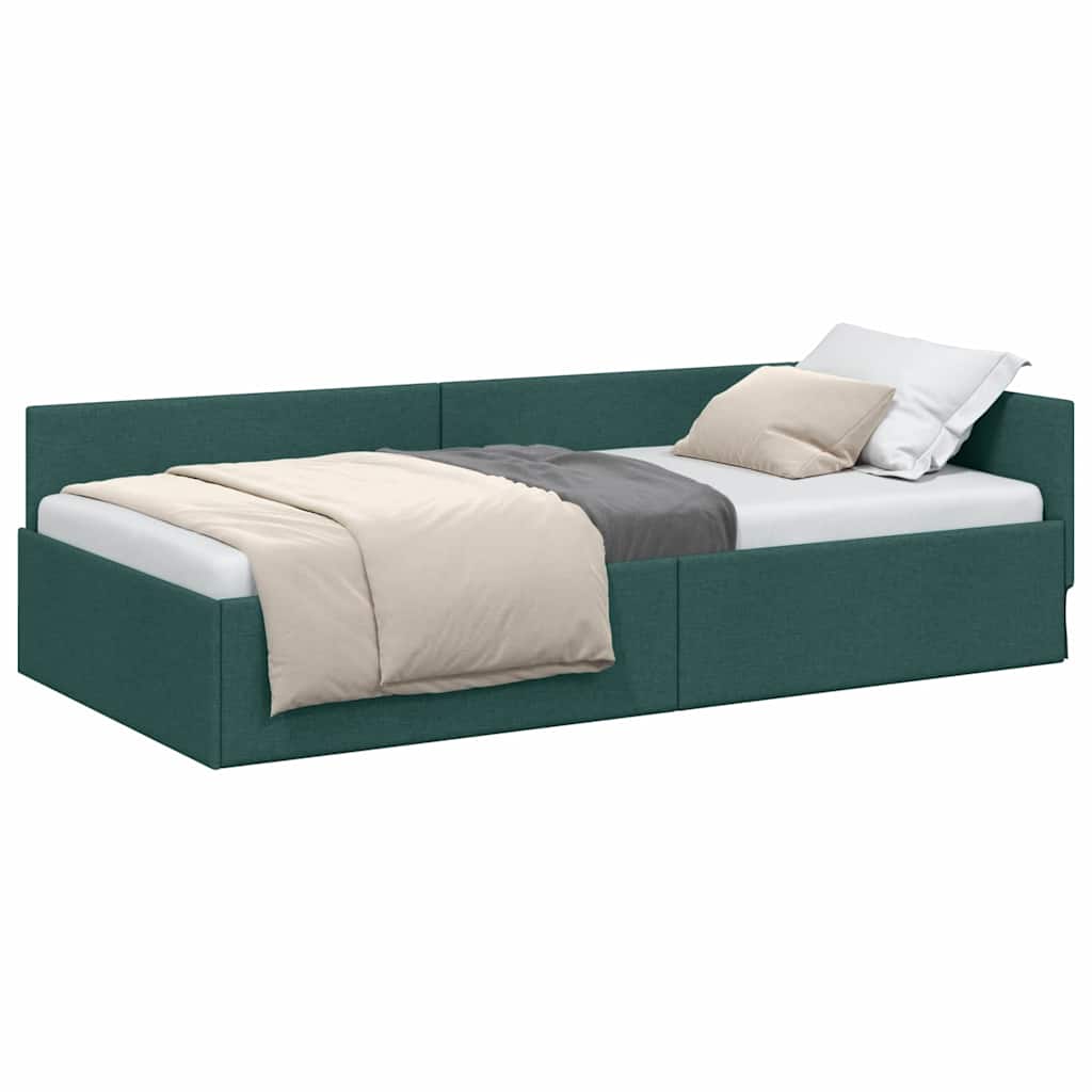 Corner Bed Frame with Headboard Dark green 80 x 200 cm