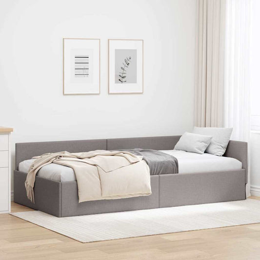 Corner Bed Frame Taupe 80 x 200 cm Fabric and Engineered wood