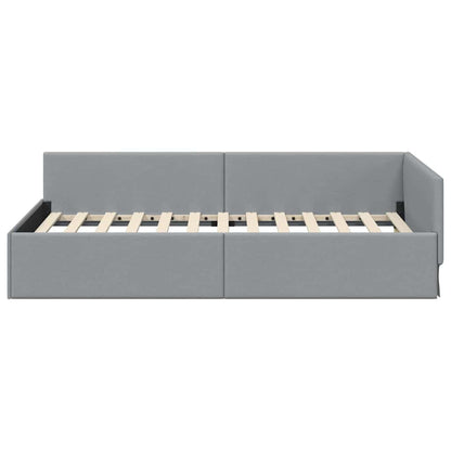 Corner Bed Frame with Headboard Light grey 90 x 190 cm