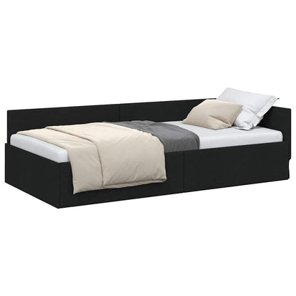 Corner Bed Frame Black 90 x 190 cm Fabric and Engineered wood
