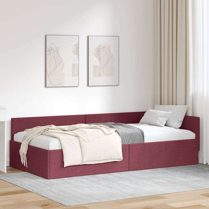 Corner Bed Frame with Headboard Wine red 90 x 190 cm