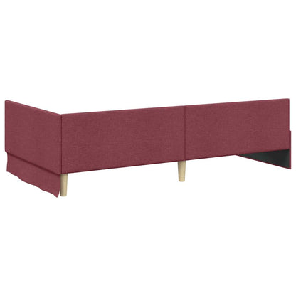 Corner Bed Frame with Headboard Wine red 90 x 190 cm