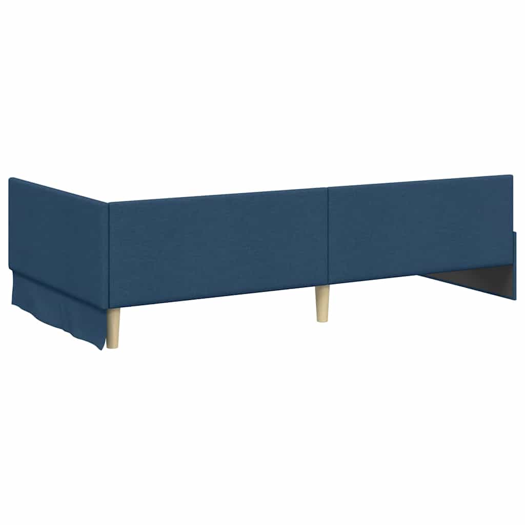 Corner Bed Frame Blue 90 x 190 cm Fabric and Engineered wood