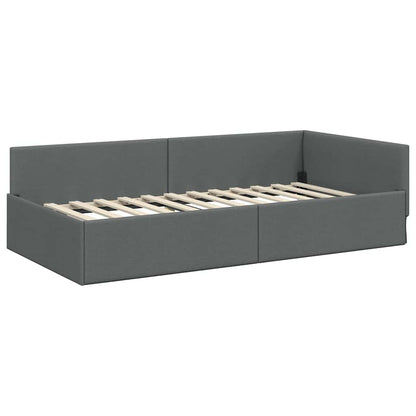 Corner Bed Frame with Headboard Dark grey 90 x 200 cm