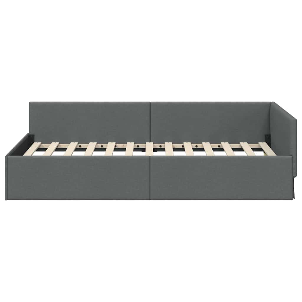 Corner Bed Frame with Headboard Dark grey 90 x 200 cm