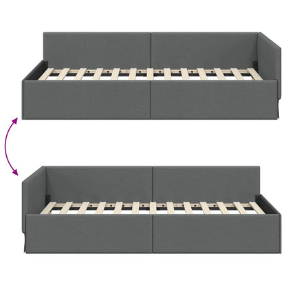 Corner Bed Frame with Headboard Dark grey 90 x 200 cm