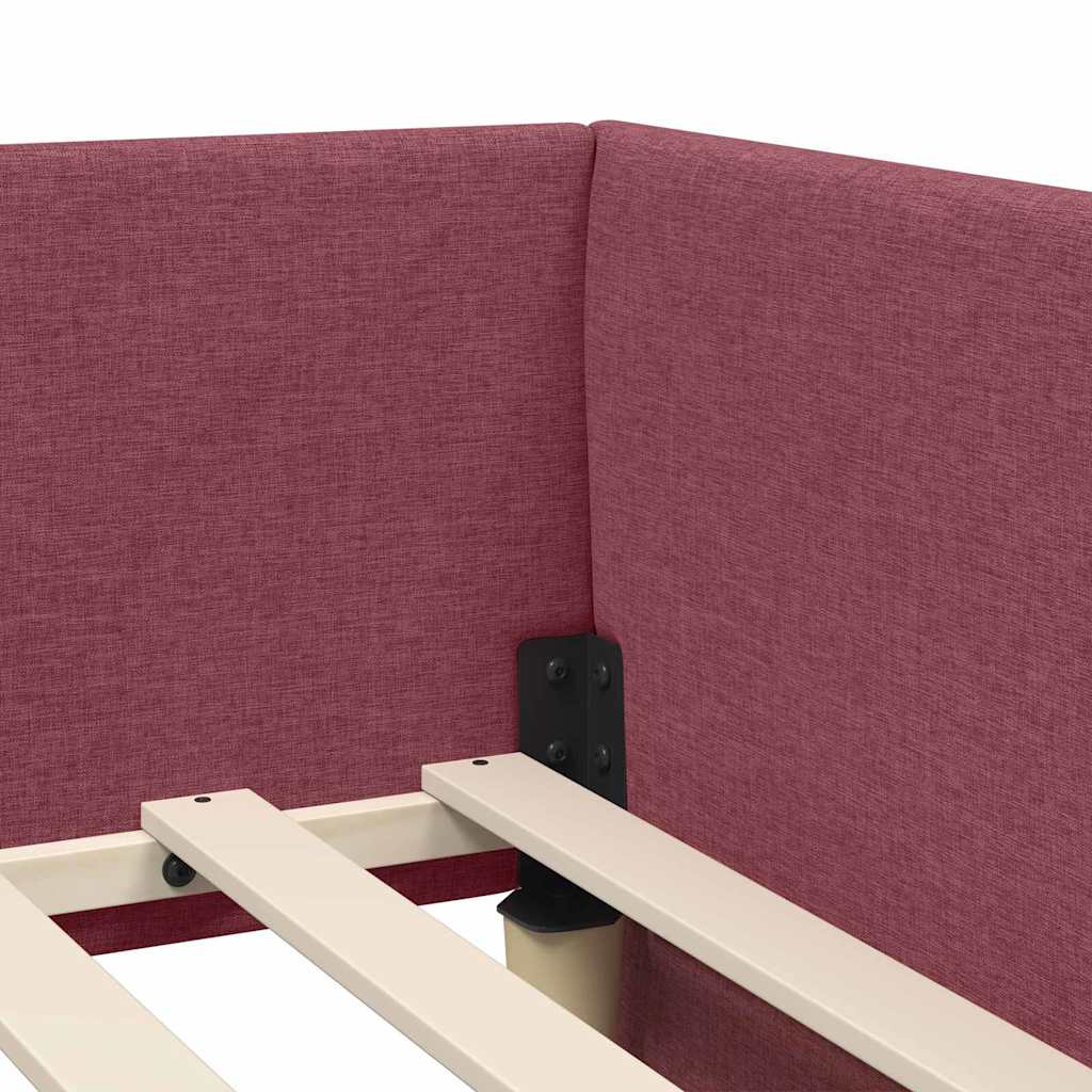 Corner Bed Frame with Headboard Wine red 90 x 200 cm