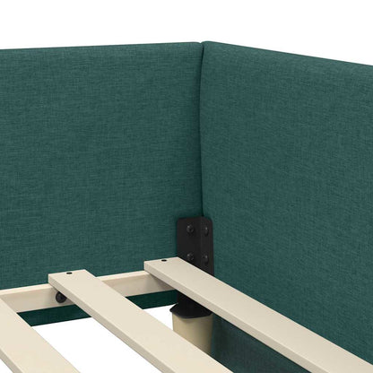 Corner Bed Frame with Headboard Dark green 90 x 200 cm