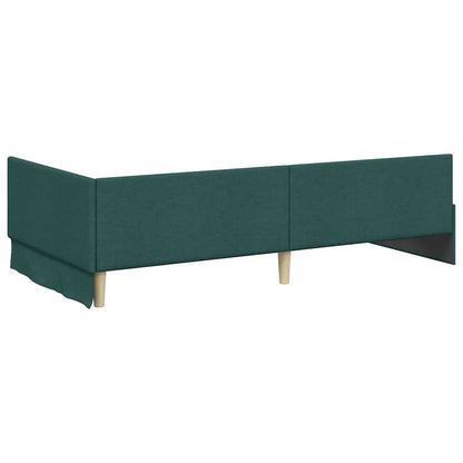 Corner Bed Frame with Headboard Dark green 90 x 200 cm