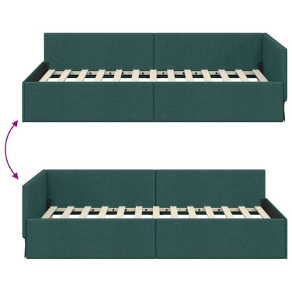Corner Bed Frame with Headboard Dark green 90 x 200 cm