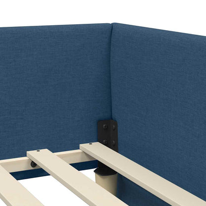 Corner Bed Frame Blue 90 x 200 cm Fabric and Engineered wood